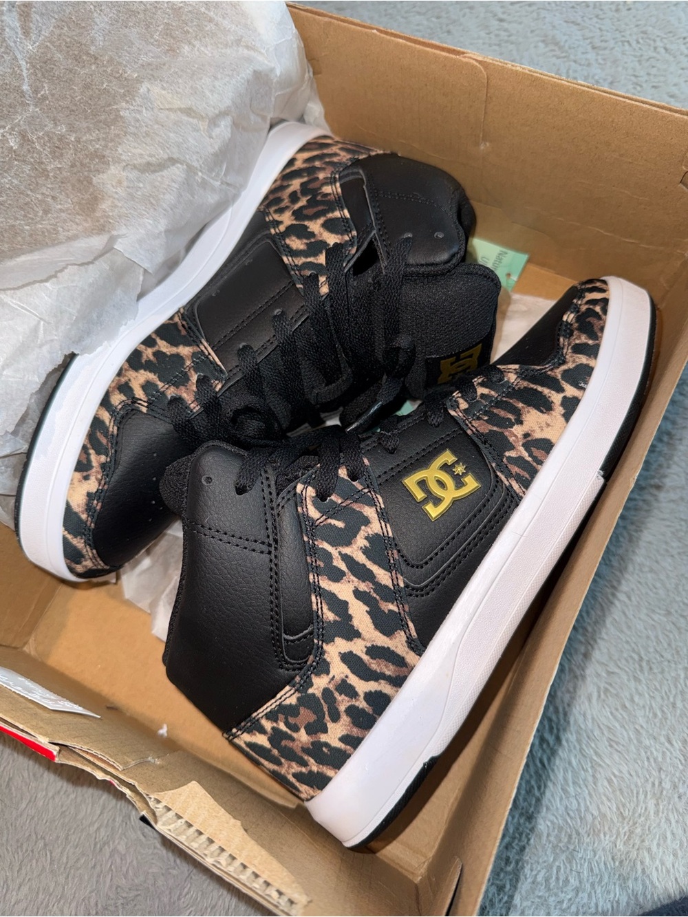 DC women’s Black & Leopard High-Top Sneakers